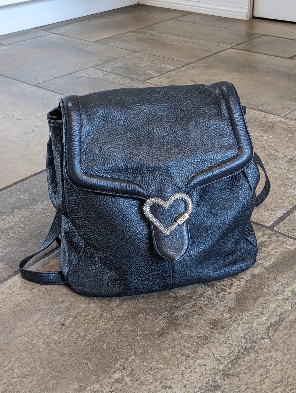 Aimee Kestenberg Pebbled Leather Lovers Lane Chic Work Travel Backpack Black 🖤